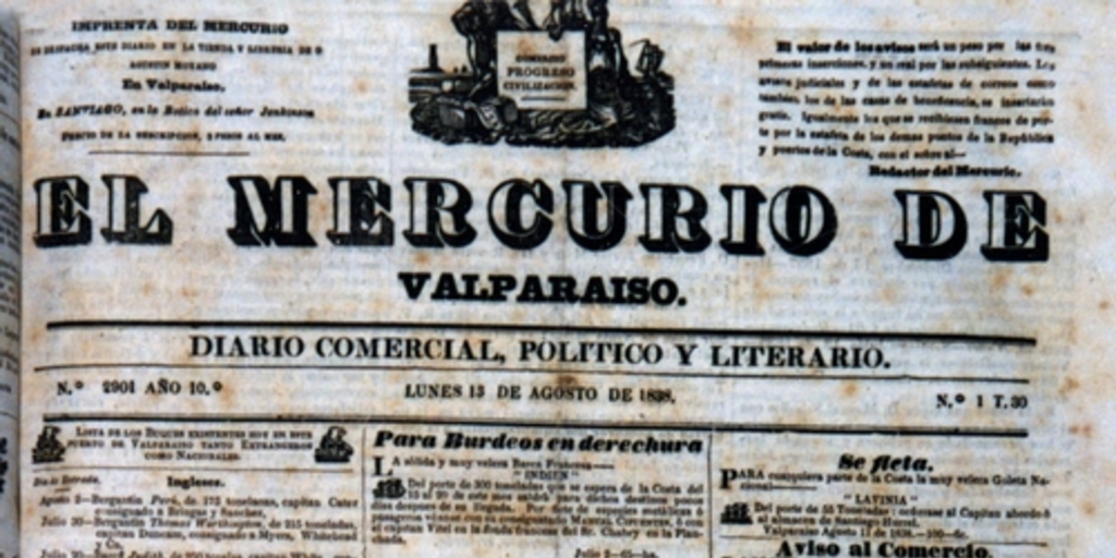El Mercurio de Valparaíso : 13 de agosto de 1838
