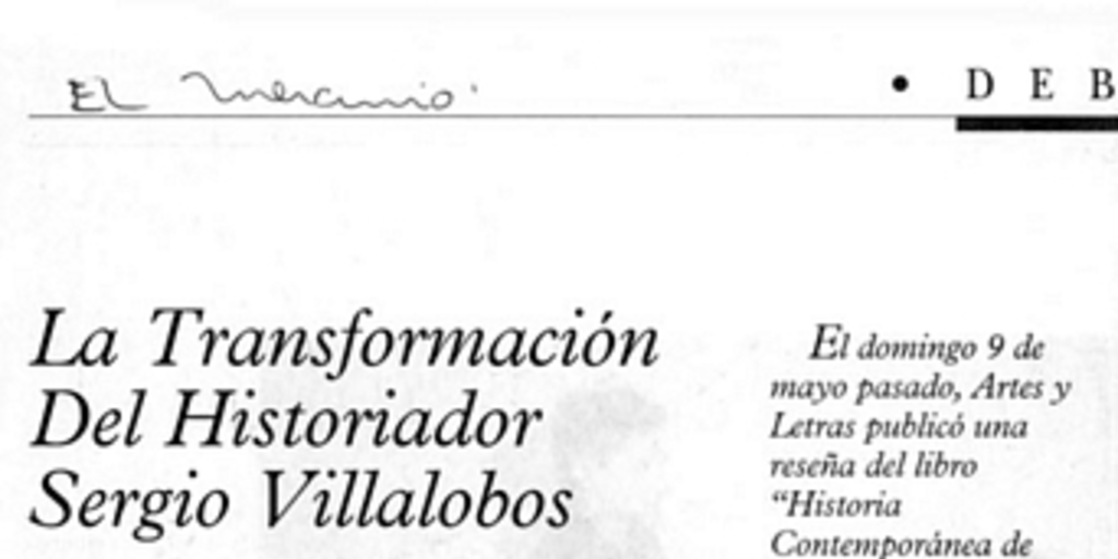 La transformación del historiador Sergio Villalobos