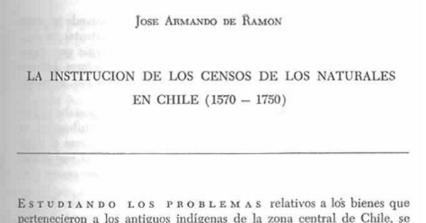 La institución de los censos de los naturales en Chile (1570-1750)