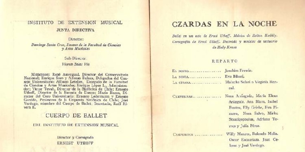 Programa del ballet "Czardas en la noche", 1952