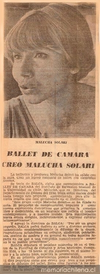 Ballet de cámara creó Malucha Solari