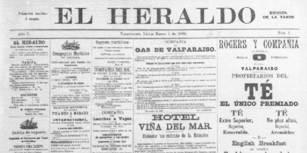 El Heraldo : año 1, n° 1, lunes 2 de enero de 1888
