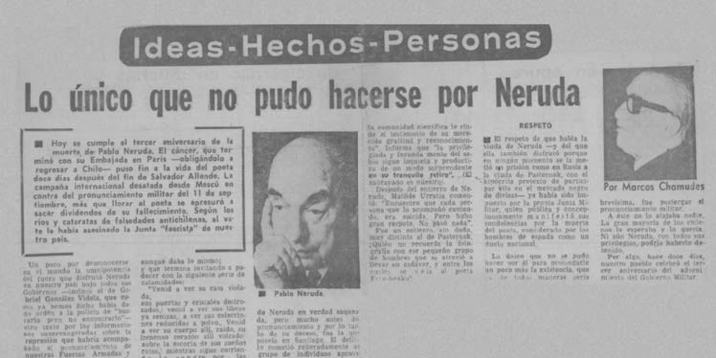 Lo único que no pudo hacerse por Neruda
