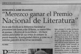 Merezco ganar el Premio Nacional de Literatura