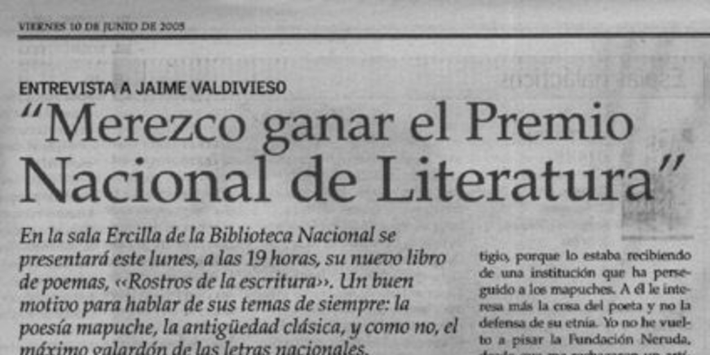 Merezco ganar el Premio Nacional de Literatura