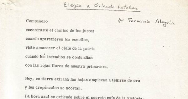 Elegía a Orlando Letelier, 1976