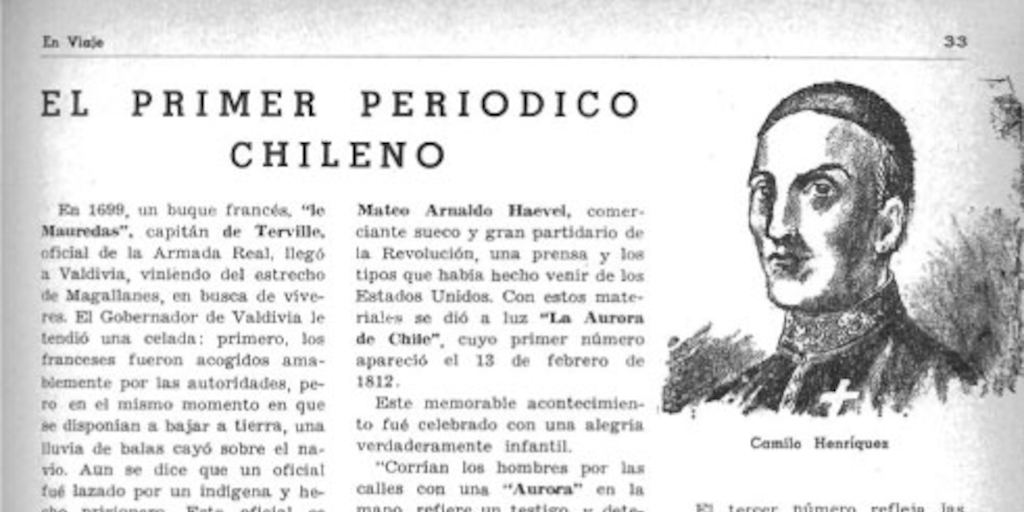 El primer periódico chileno