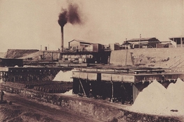 Maquinaria y bateas de cristalización de salitre, oficina salitrera "Jazpampa", Tarapacá, 1889