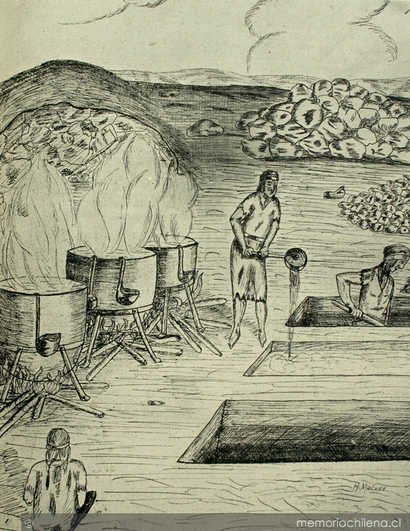 Parada o planta primitiva de elaboración del salitre, ca. 1830
