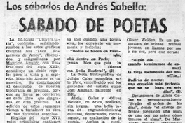 Los sábados de Andrés Sabella: Sábado de poetas