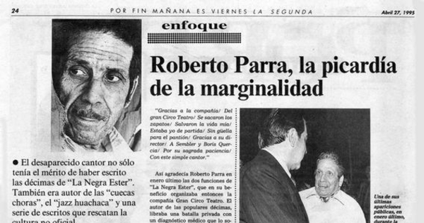 Roberto Parra, la picardía de la marginalidad