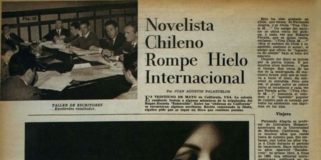 Novelista chileno rompe hielo internacional