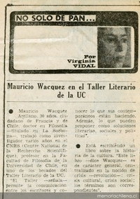 Mauricio Wacquez en el taller literario de la UC