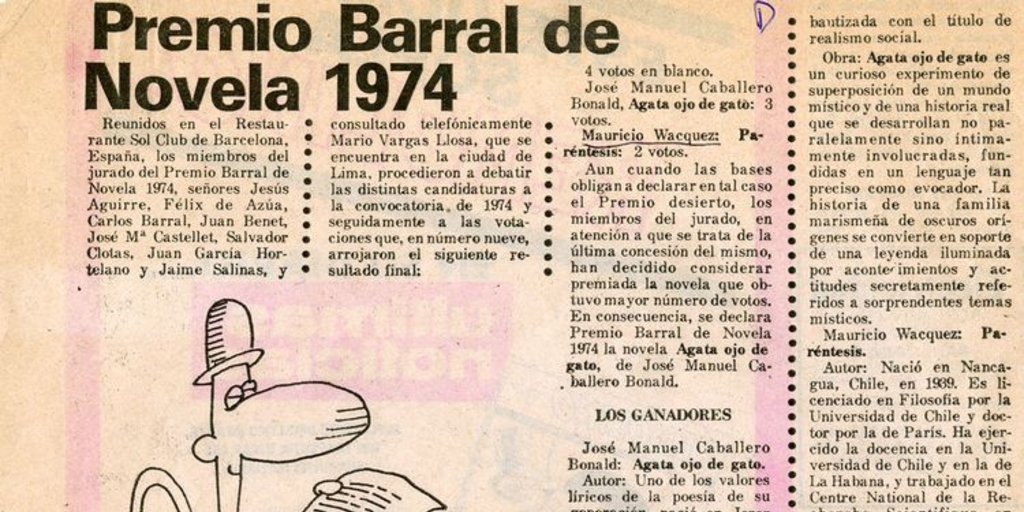 Premio Barral de Novela 1974