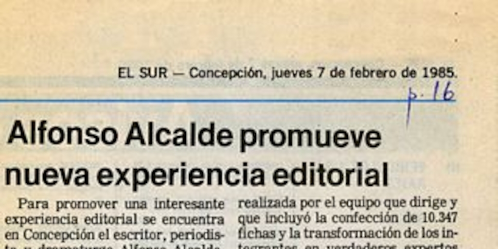 Alfonso Alcalde promueve nueva experiencia editorial