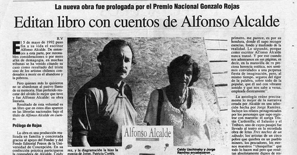 Editan libro con cuentos de Alfonso Alcalde