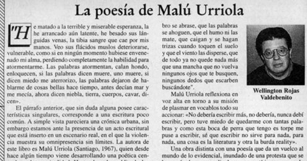 La poesía de Malú Urriola
