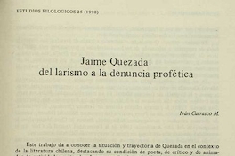 Jaime Quezada: del larismo a la denuncia profética
