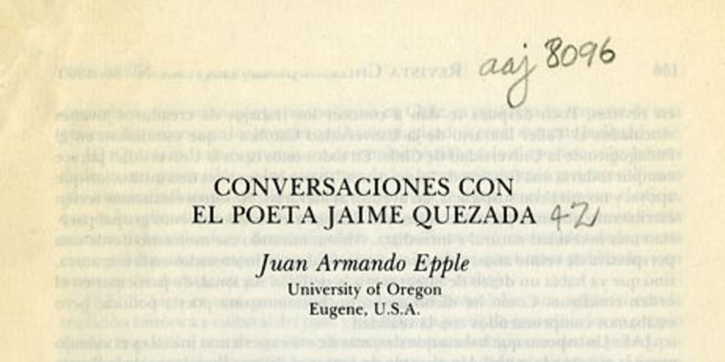 Conversaciones con el poeta Jaime Quezada
