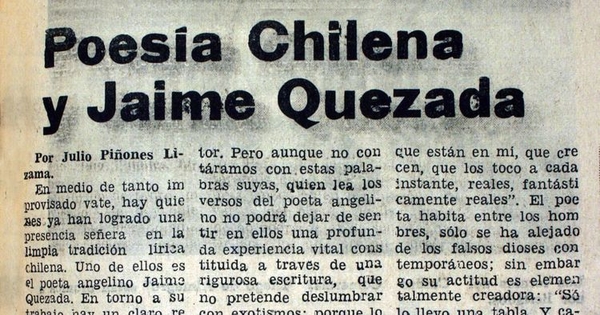Poesía chilena y Jaime Quezada