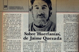 Sobre "Huerfanías", de Jaime Quezada
