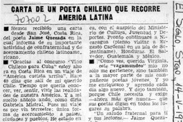 Carta de un poeta chileno que recorre América Latina