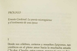 Prólogo: Ernesto Cardenal: la poesía nicaragüense y el testimonio de una época