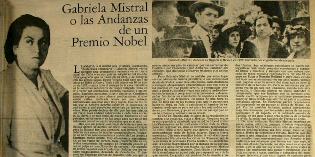 Gabriela Mistral o las andanzas de un Premio Nobel