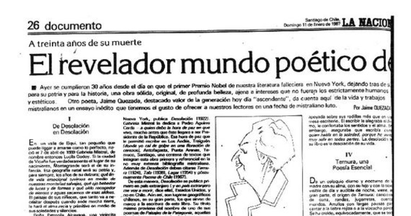 El revelador mundo poético de Gabriela Mistral