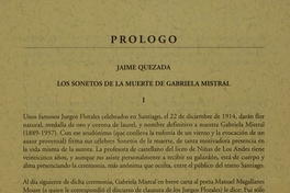Prólogo: Los sonetos de la muerte de Gabriela Mistral