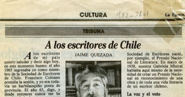 A los escritores de Chile