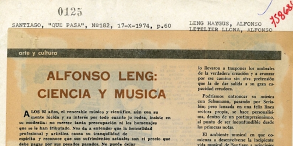 Alfonso Leng: ciencia y música