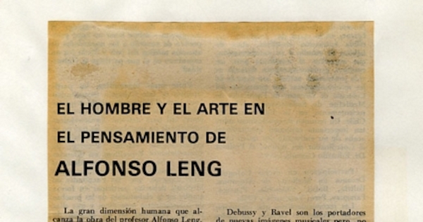 El hombre y el arte en el pensamiento de Alfonso Leng