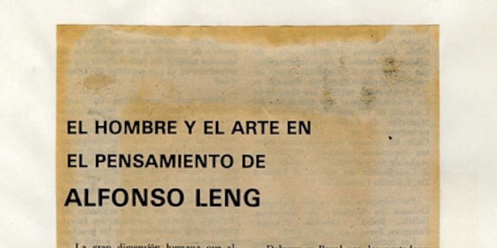 El hombre y el arte en el pensamiento de Alfonso Leng