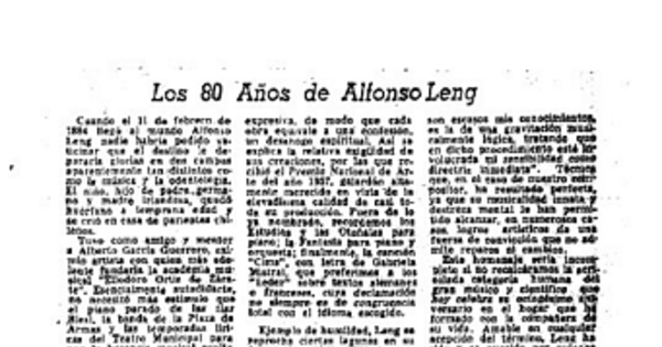 Los 80 Años de Alfonso Leng