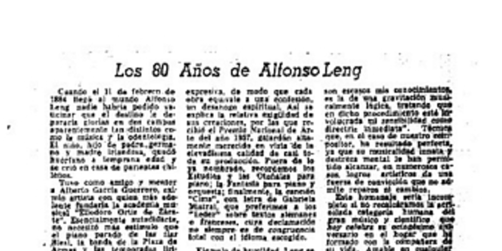 Los 80 Años de Alfonso Leng