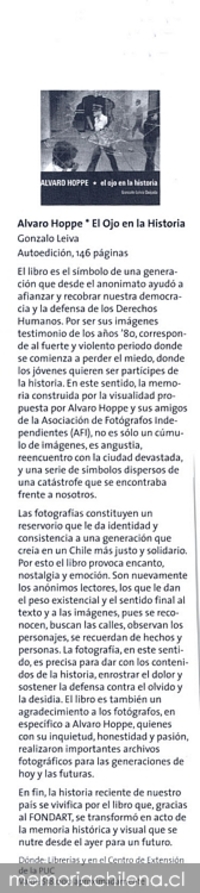 Álvaro Hoppe, el ojo en la historia