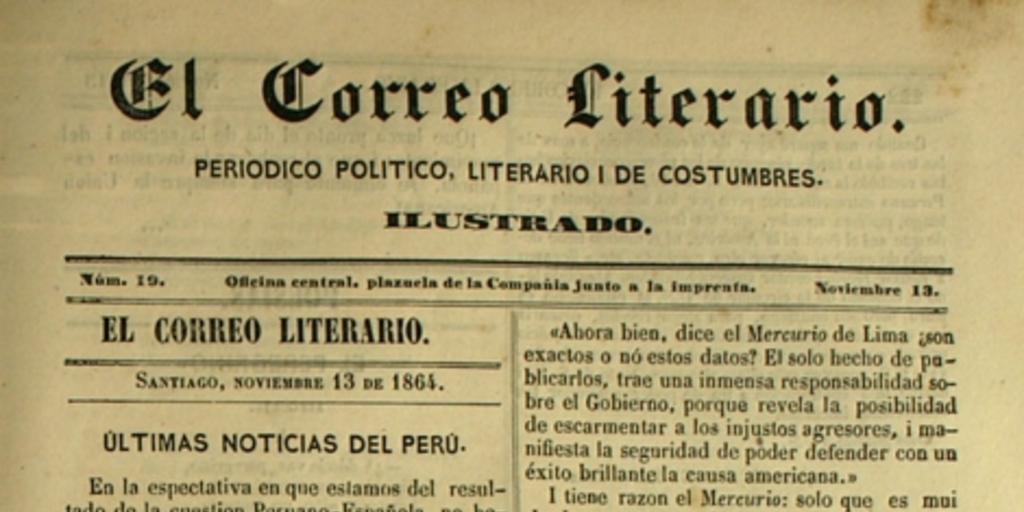 El Correo Literario: año 1, nº19, 13 de noviembre de 1864