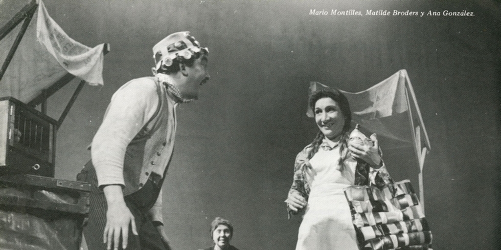 Mario Montilles, Matilde Broders, Ana González en "Versos de ciego", estreno de 1961