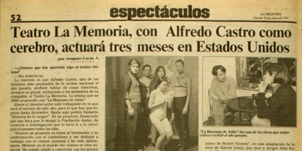 Teatro La Memoria, con Alfredo Castro como cerebro, atuará tres meses en Estados Unidos