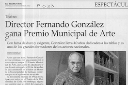 Director Fernando González gana Premio Municipal de Arte