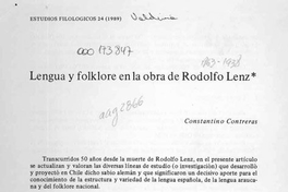 Lengua y folklore en la obra de Rodolfo Lenz