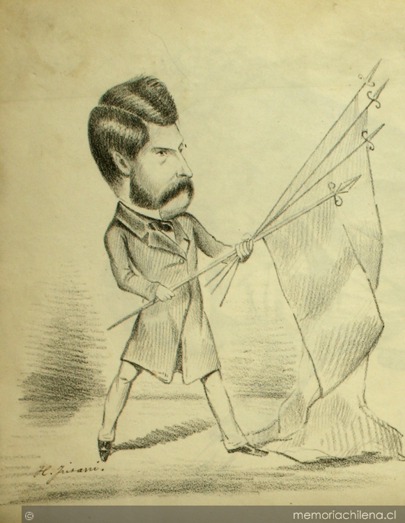 Caricatura de Hermógenes de Irisarri, 1858