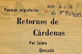 Retornos de Cárdenas: poemas migratorios