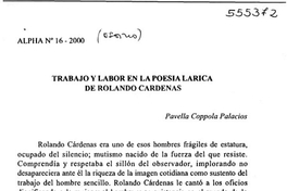 Trabajo y labor en la poesía lárica de Rolando Cárdenas