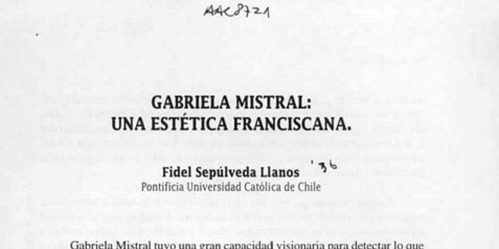 Gabriela Mistral, una estética franciscana