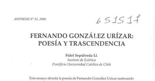 Fernando González-Urizar, poesía y trascendencia