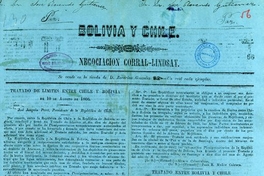 Bolivia y Chile: Negociación Corral-Lindsay: Tratado de Límites entre Chile y Bolivia de 10 de Agosto de 1866. Tacna, 23 de Febrero de 1873