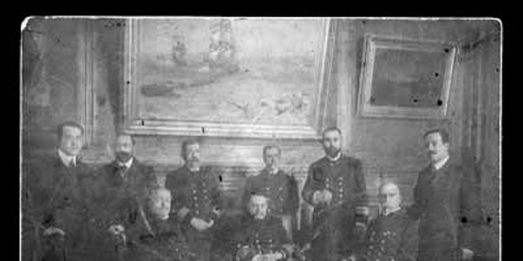 Reunión de Almirantes de la Armada, entre ellos el Almirante Jorge Montt y Almirante Simpson, 1906