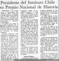 Presidente del Instituto Chile es Premio Nacional de Historia